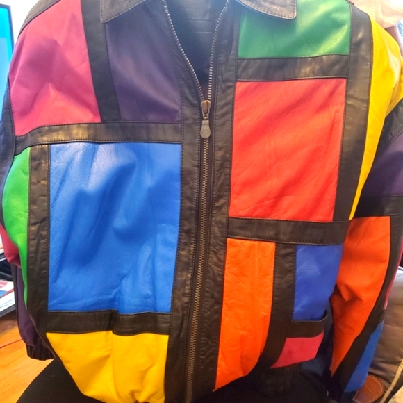 Bright New York style leather bomber